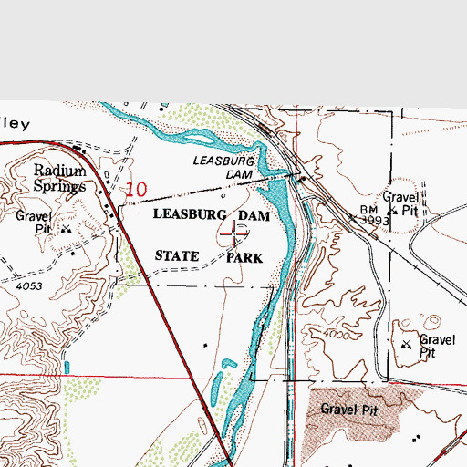 Topographic Map of Leasburg Dam State Park, NM