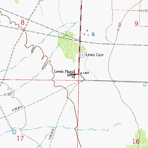 Topographic Map of Lewis Flats School, NM