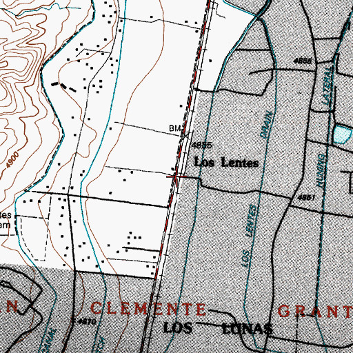 Topographic Map of Los Lentes, NM