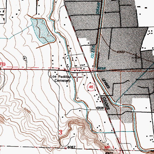 Topographic Map of Los Padillas Cemetery, NM