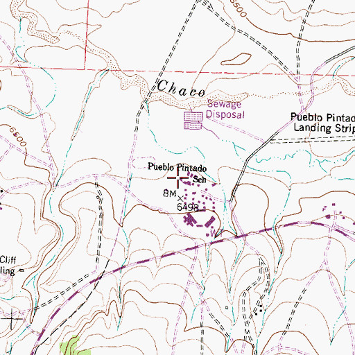 Topographic Map of Pueblo Pintado School, NM