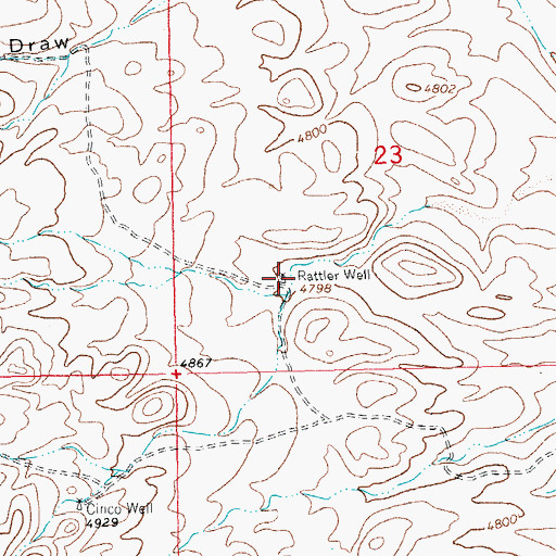 Topographic Map of Rattler Well, NM