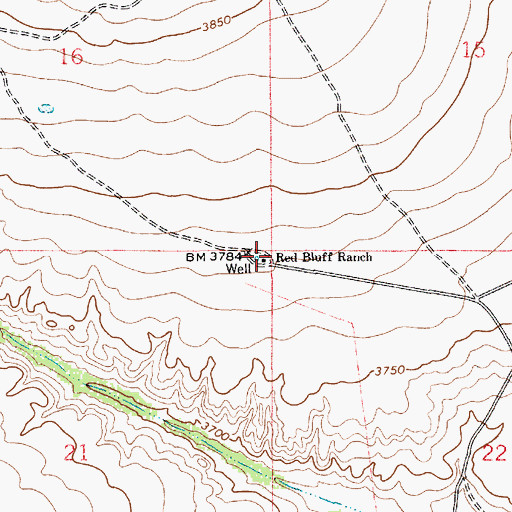 Topographic Map of Red Bluff Ranch, NM