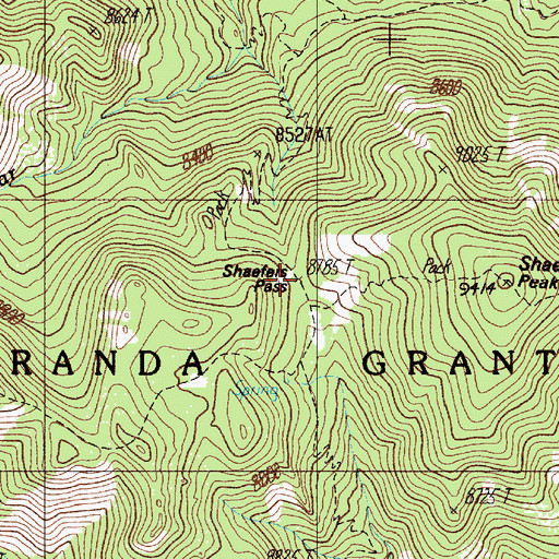 Topographic Map of Shaefers Peak, NM