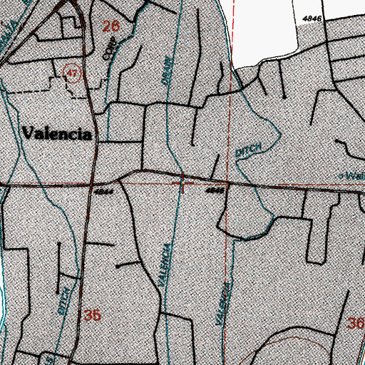 Topographic Map of Valencia Drain, NM