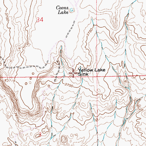 Topographic Map of Yellow Lake Sink, NM