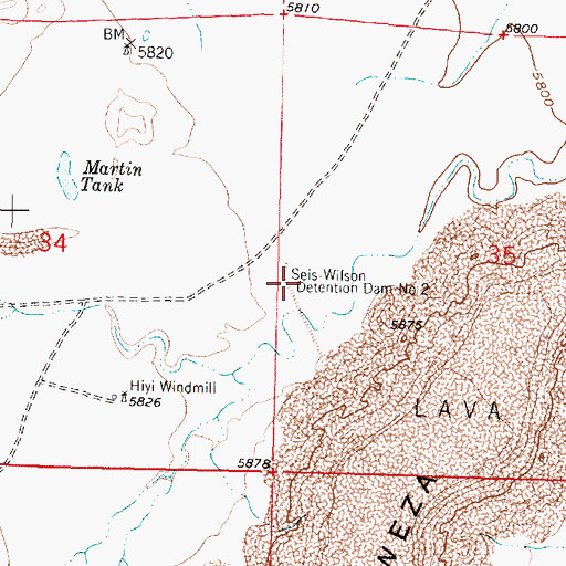 Topographic Map of Seis-wilson Detention Dam Number 2, NM