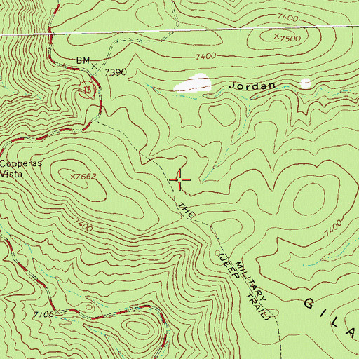 Topographic Map of Jordon Tank, NM