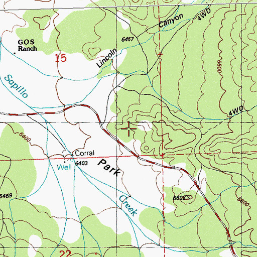 Topographic Map of Gos Organizational Site, NM