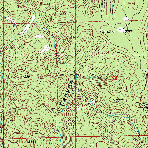 Topographic Map of Corner Spring, NM