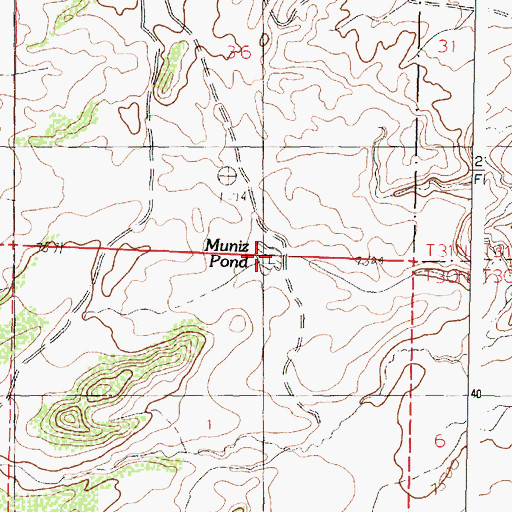 Topographic Map of Muniz Pond, NM