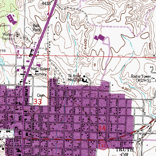 Topographic Map of Saint Anne Hospital, NM
