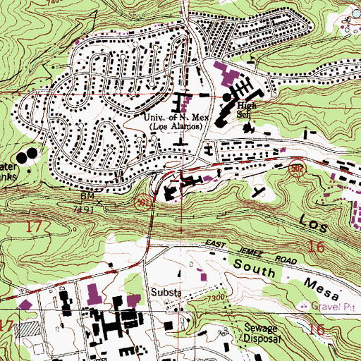 Topographic Map of Los Alamos Medical Center, NM