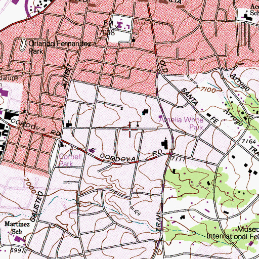 Topographic Map of Santa Fe Preparatory School, NM