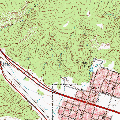 Topographic Map of Raton Middle School, NM