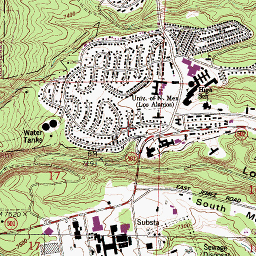 Topographic Map of Barranca Mesa Elementary School, NM