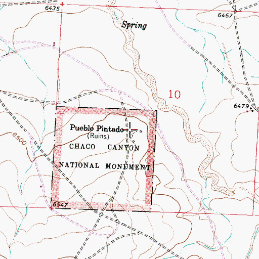 Topographic Map of Pueblo Pintado, NM