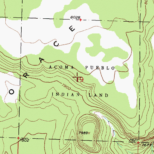 Topographic Map of Acoma Pueblo Indian Land, NM
