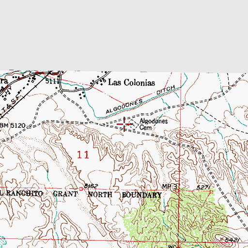 Topographic Map of Algodones Cemetery, NM