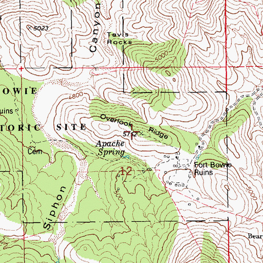 Topographic Map of Overlook Ridge, AZ
