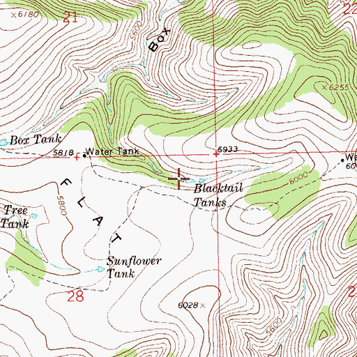 Topographic Map of Blacktail Tanks, NM