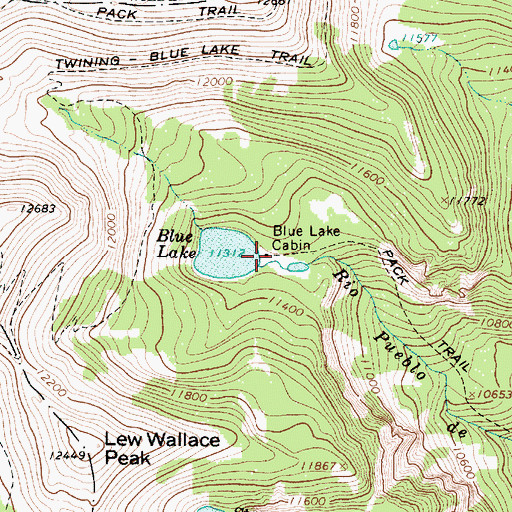 Topographic Map of Blue Lake Cabin, NM