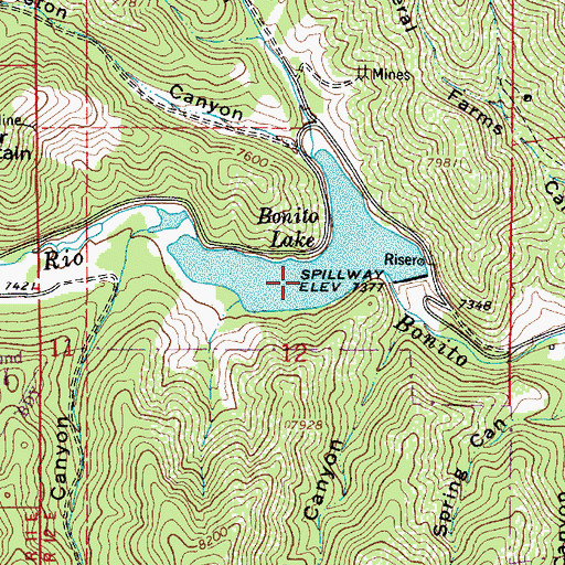 Topographic Map of Bonito Lake, NM