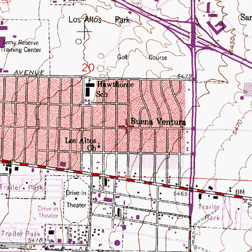 Topographic Map of Buena Ventura, NM