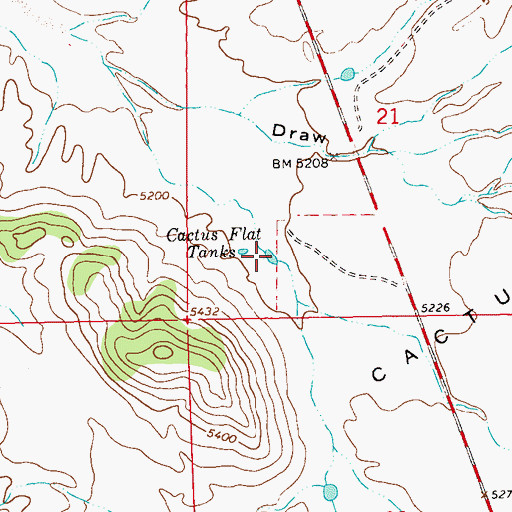 Topographic Map of Cactus Flat Tanks, NM
