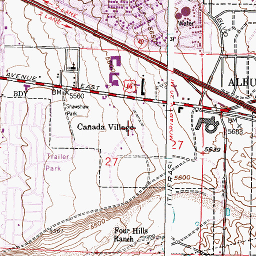 Topographic Map of Caada Village, NM