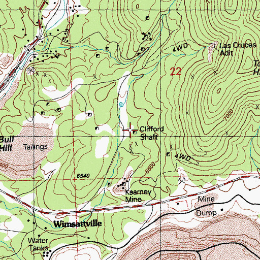 Topographic Map of Clifford Shaft, NM