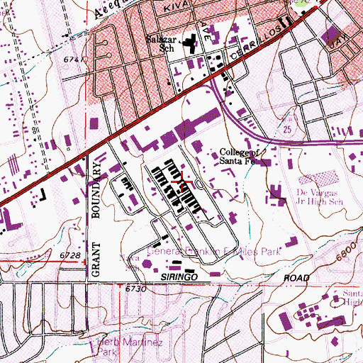 Topographic Map of College of Santa Fe, NM