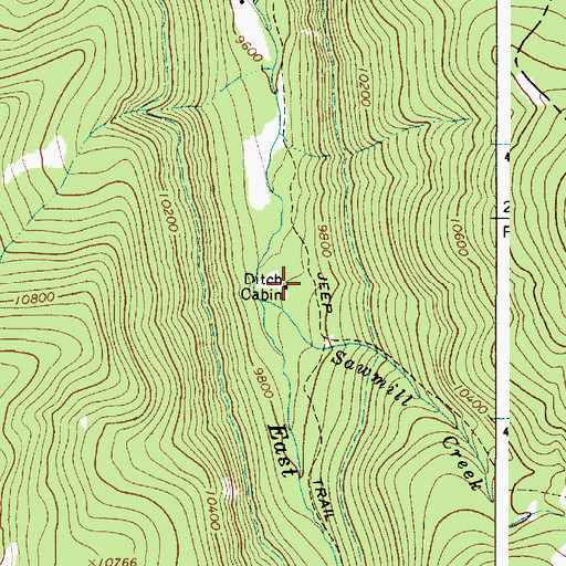 Topographic Map of Ditch Cabin, NM