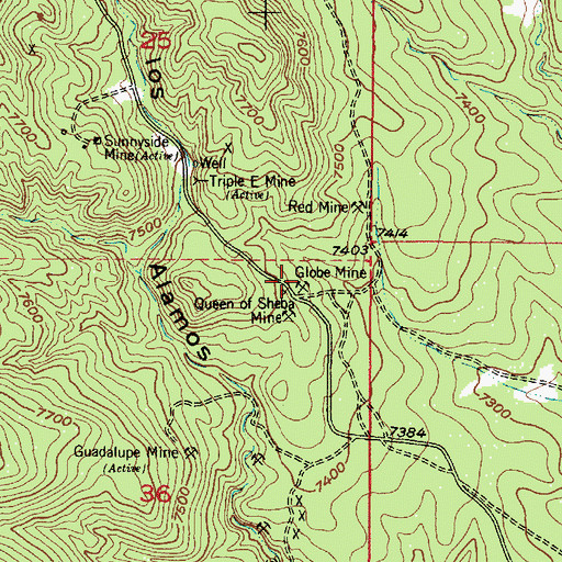 Topographic Map of Globe Mine, NM