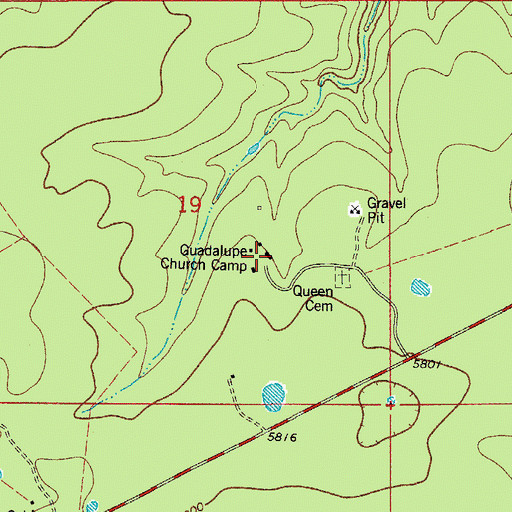 Topographic Map of Guadalupe Church Camp, NM
