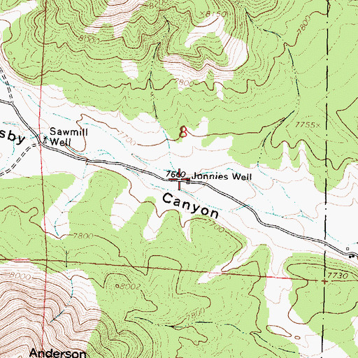 Topographic Map of Jonnies Well, NM