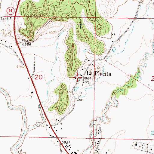 Topographic Map of La Placita, NM