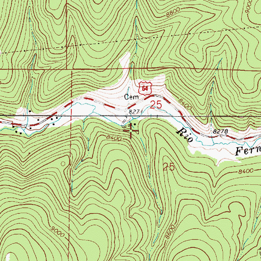 Topographic Map of Mascarenas Canyon, NM