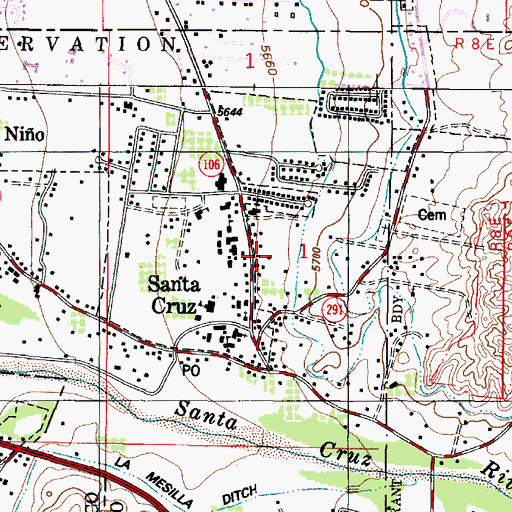 Topographic Map of McCurdy School, NM