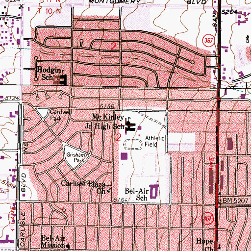 Topographic Map of McKinley Middle School, NM