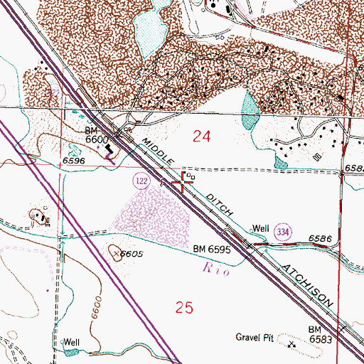 Topographic Map of Middle Ditch, NM