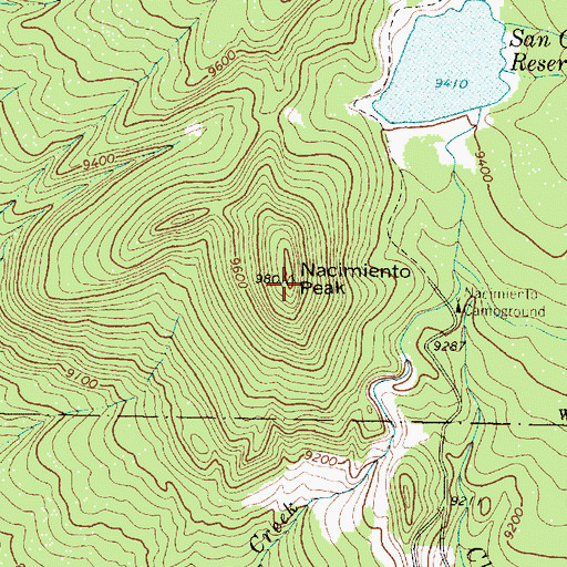 Topographic Map of Nacimiento Peak, NM