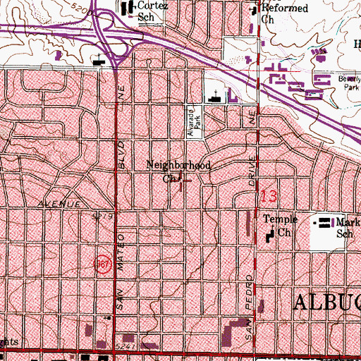 Topographic Map of Neighborhood Church, NM