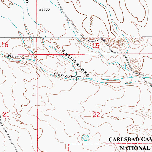 Topographic Map of Nuevo Canyon, NM