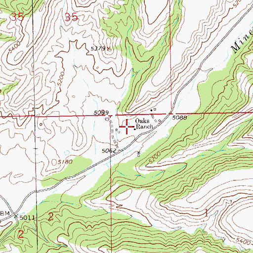 Topographic Map of Oaks Ranch, NM