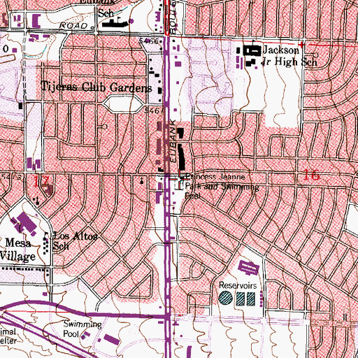 Topographic Map of Princess Jeanne Park and Swimming Pool, NM