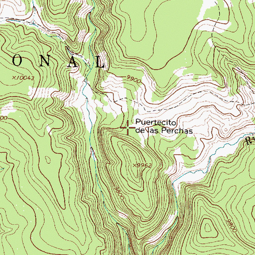 Topographic Map of Puertecito de las Perchas, NM
