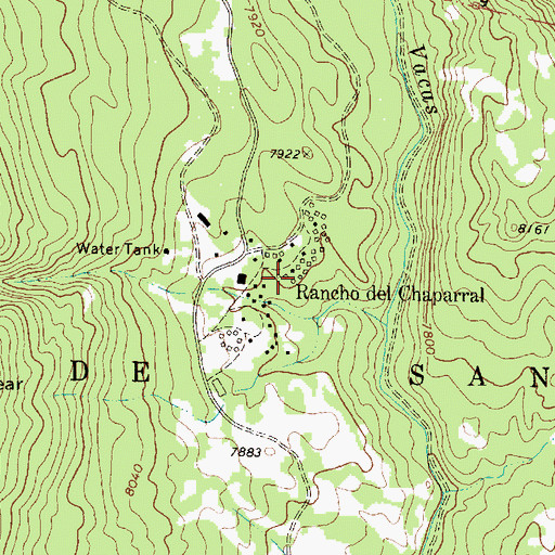 Topographic Map of Rancho del Chaparral, NM