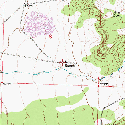 Topographic Map of Roundy Ranch, NM