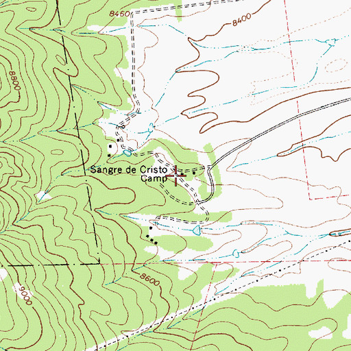 Topographic Map of Sangre de Cristo Camp, NM